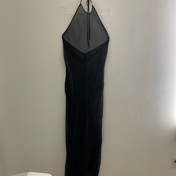 SKIMS Sheer Romance Halter Slip Dress in Black Size Medium - Picture 11 of 11